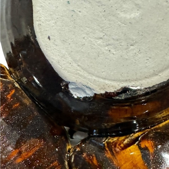 Pottery Art Glass Three Bowl Serveware Glossy Ornate - Picture 9 of 9